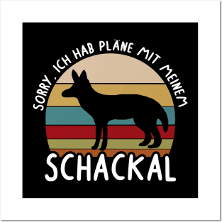 Pläne mit Schackal Savanne Afrika Sunset Spruch Posters and Art